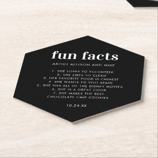 Posavasos De Papel Personalizado negro Fun Facts Funny Boda