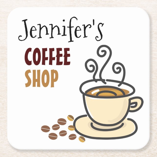 Posavasos de papel personalizado para cafetería de (Anverso)