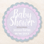 Posavasos De Papel Personalizado rosa y gris pastel suave Baby Shower<br><div class="desc">Cáscaras de fiesta para la ducha de una niña.</div>