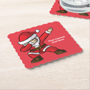 Posavasos De Papel Personalizado Textos Dabbing Dancing Santa