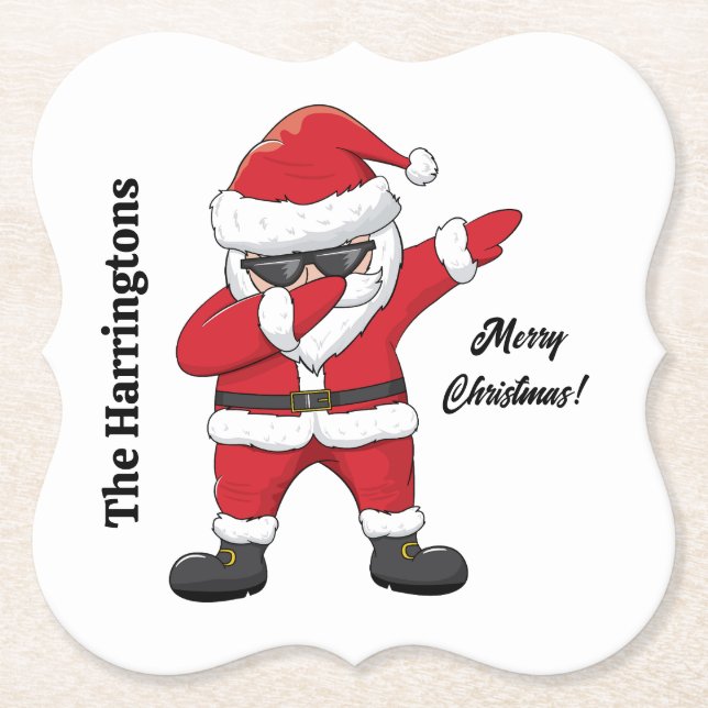 Posavasos De Papel Personalizado Textos Dabbing Dancing Santa (Anverso)