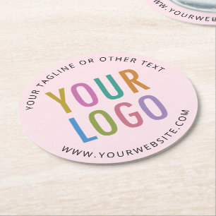 Posavasos de papel personalizados rosa con logotip