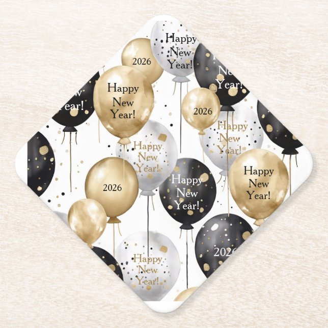 Posavasos De Papel Personalized Happy New Year Party (Anverso)