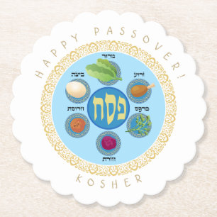 Posavasos De Papel Pesach Seder Kosher seis diferentes alimentos de p