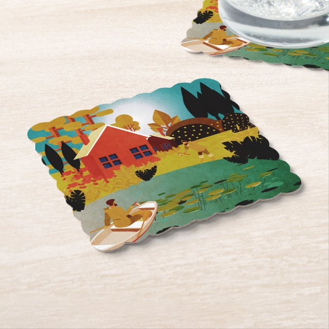 Posavasos De Papel Pescadores (En perspectiva)