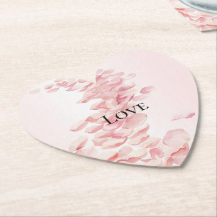 Posavasos De Papel Pétalos de rosa rosados románticos