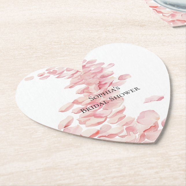 Posavasos De Papel Pétalos rosa rosados románticos ducha de novia flo (En perspectiva)