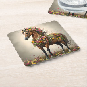Posavasos De Papel Pétalos Y Canteras: Jardín De Fantasía De Caballos