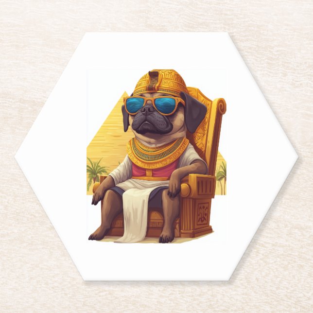 Posavasos De Papel Pharaoh Pug � antiguo perro egipcio (Anverso)