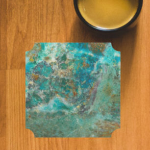 Posavasos De Papel Piedra mineral de crisocola azul