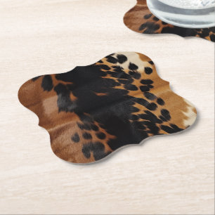 Posavasos De Papel Piel de vaca Black Brown Gold