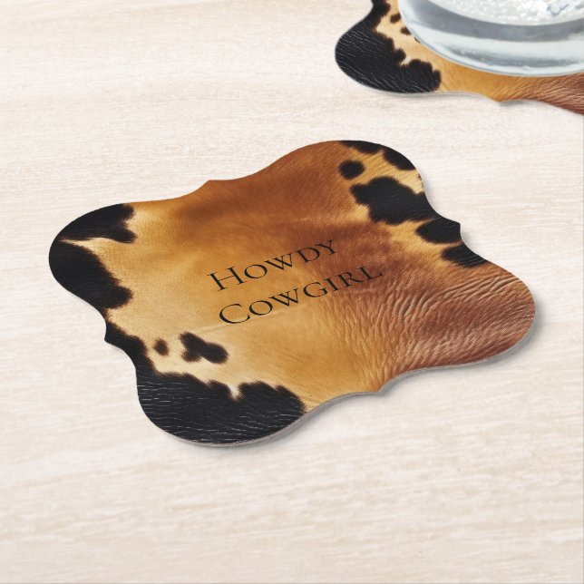 Posavasos De Papel Piel de vaca negro marrón del suroeste (En perspectiva)