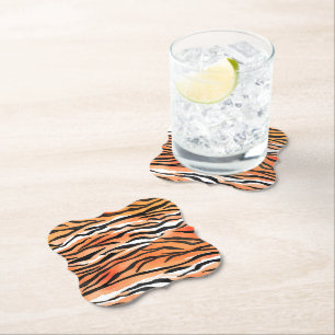 Posavasos De Papel Pieles modernas de tigre a rayas Imprimir felinos
