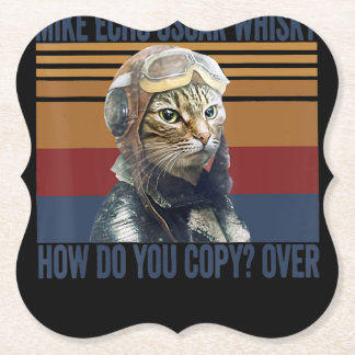 Posavasos De Papel Piloto de gato Mike Echo Oscar Whisky Costume Rega