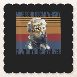 Posavasos De Papel Piloto de gato Mike Echo Oscar Whisky Costume Rega