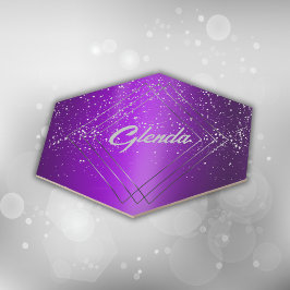 Posavasos De Papel Pincel púrpura moderno Metalizado con monograma pl