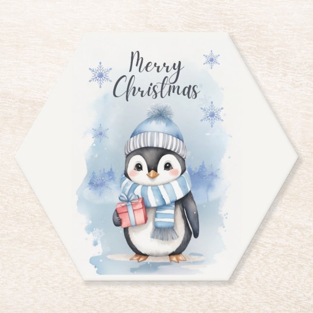Posavasos De Papel Pingüino Cute 2 (Anverso)