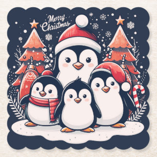 Posavasos De Papel Pingüino de navidades por Rp