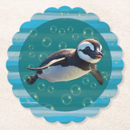 Posavasos De Papel Pingüino nadador de papel Coasters