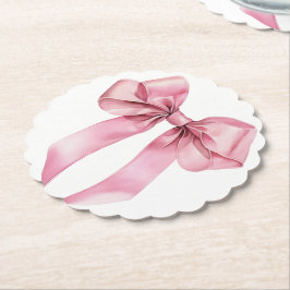 Posavasos De Papel Pink Coquette Bow cumpleaños minimalista