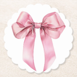 Posavasos De Papel Pink Coquette Bow cumpleaños minimalista