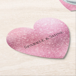 Posavasos De Papel Pink Glitzy Sparkle Personalizado