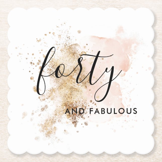 Posavasos De Papel Pink & Gold 40th Birthday Paper Coasters (Anverso)