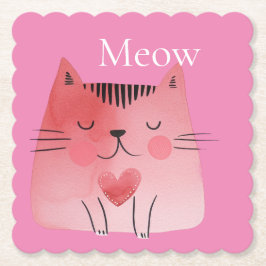 Posavasos De Papel Pink Meow Cat