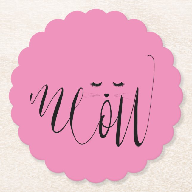 Posavasos De Papel Pink Meow Cat (Anverso)