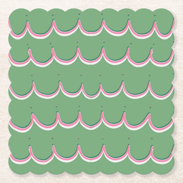 Posavasos De Papel Pink Scallops Coaster (Anverso)