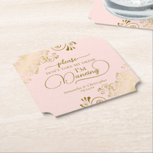 Posavasos De Papel Pink y Gold de Rubor, no tomes mi Boda de bebidas