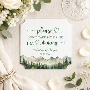 Posavasos De Papel Pinos De Montañas No Me Quiten Mi Trago Boda