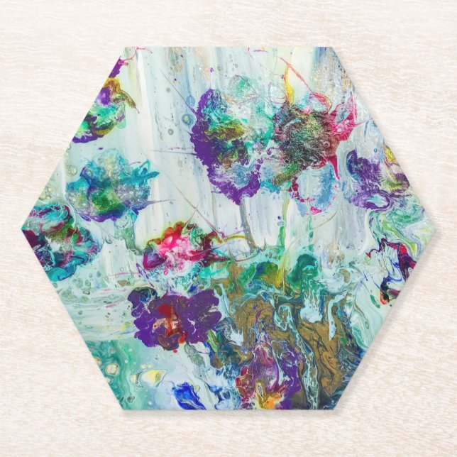 Posavasos De Papel Pintura abstracta de colibrí (Anverso)