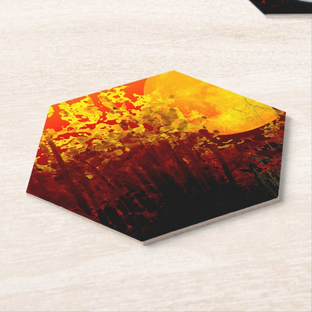 Posavasos De Papel Pintura De Luna De Bambú Digitalmente Iluminada (En perspectiva)