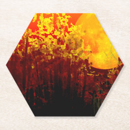 Posavasos De Papel Pintura De Luna De Bambú Digitalmente Iluminada