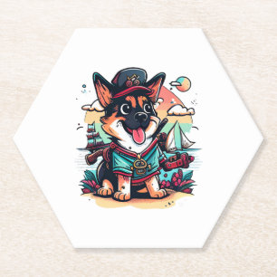 Posavasos De Papel Pirata de perro pastor alemán