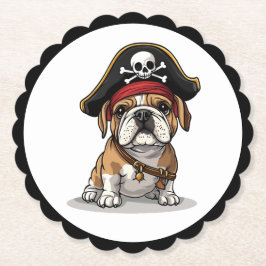 Posavasos De Papel Pirate Bulldog inglés Skull Crossbone