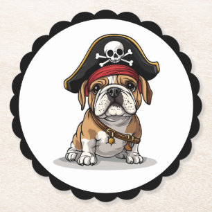 Posavasos De Papel Pirate Bulldog inglés Skull Crossbone