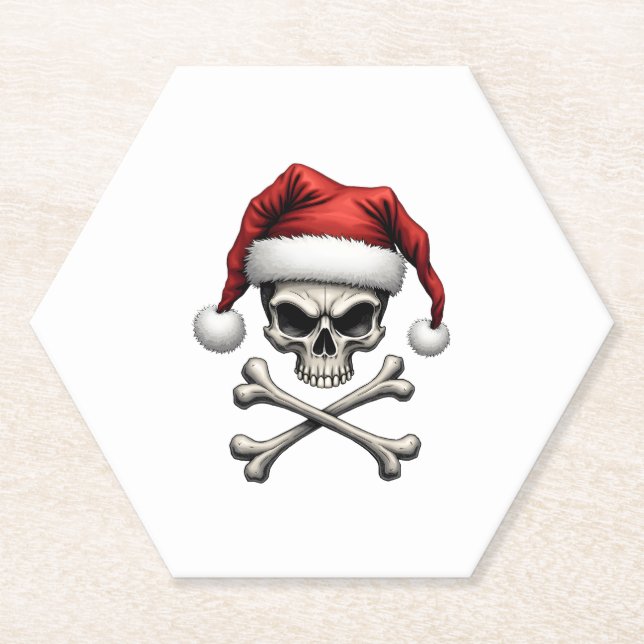 Posavasos De Papel Pirate Christmas Skull & Crossbones Santa Hat. Got (Anverso)