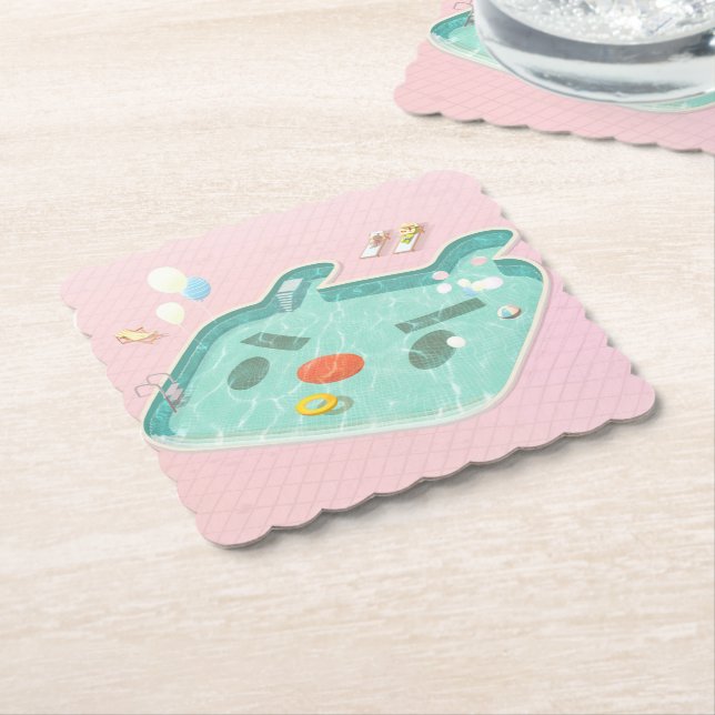 Posavasos De Papel Piscina (En perspectiva)