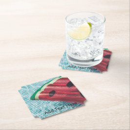 Posavasos De Papel Piscina con sandía flotando en la piscina