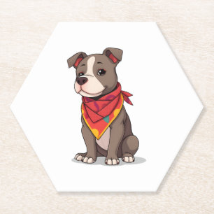 Posavasos De Papel Pitbull lindo con Bandana Adorable Dog Lover Gif