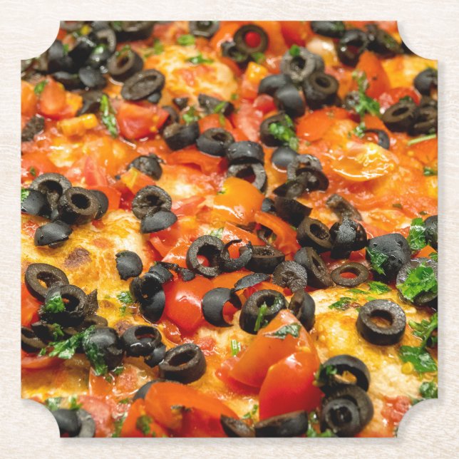 Posavasos De Papel Pizza con aceituna negra (Anverso)