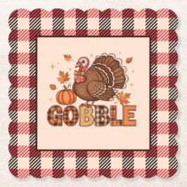 Posavasos De Papel Plaid & Whimsy – Pavo festivo de Acción de Gracias