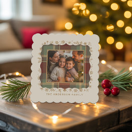 Posavasos De Papel Plantilla de foto de cuadros navideños clásica ID1