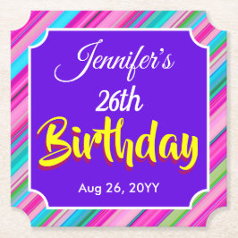 Posavasos De Papel Plantilla personalizada de cumpleaños con patrón d