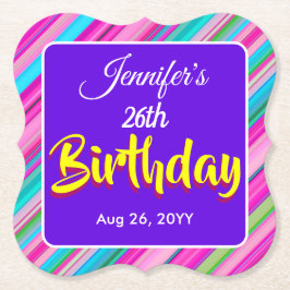Posavasos De Papel Plantilla personalizada de cumpleaños con patrón d