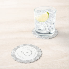 Posavasos De Papel Plata Monogramada Faux-Satin Plate de papel