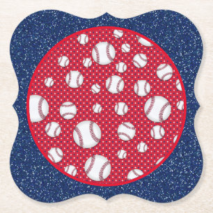 Posavasos De Papel Plato de papel de béisbol rojo blanco y azul