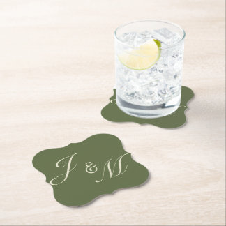 Posavasos De Papel Platos de recepción de boda de oliva y beige
